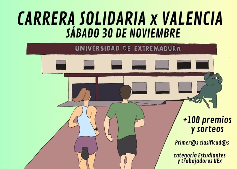 El campus universitario de Badajoz será sede el 30 de noviembre de la carrera solidaria 'UEx por Valencia'